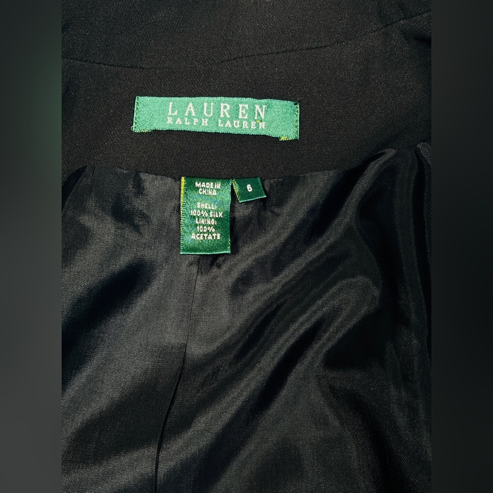 LAUREN RALPH LAUREN Womans Blazer Size 6 Black Silk Fitted - Picture 12 of 13